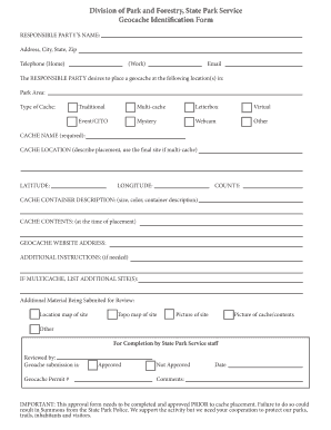 Geocache Identification Form