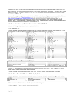 Declaration for Importation or Exportation of Fish or Wildlife (USFWS Form 3-177)