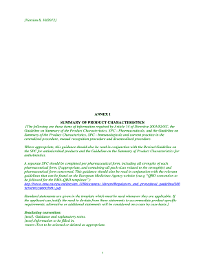 Summary of Product Characteristics for Veterinary Medicinal Products