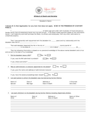 Affidavit of Death and Heirship