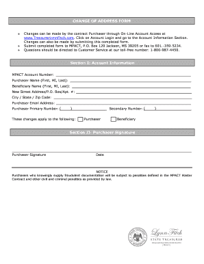 Mississippi Change of Address Form