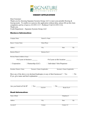 Credit Application Form