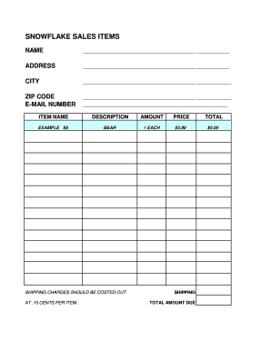 Snowflake Sales Items Invoice