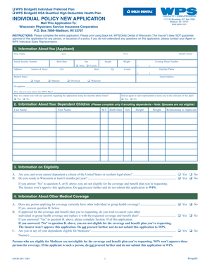 WPS Bridge65 Individual Health Insurance Application