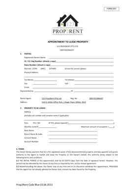 Appointment to Lease Property