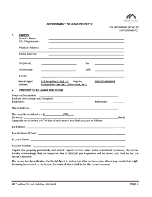 Appointment to Lease Property Agreement