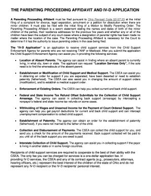 Parenting Proceeding Affidavit and IV-D Application