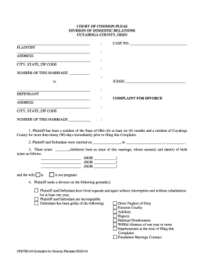 Complaint for Divorce