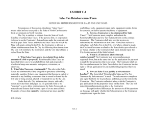 North Carolina Sales Tax Reimbursement Form