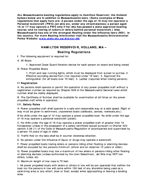 Fillable Online ALL Massachusetts boating regulations apply to Hamilton ...