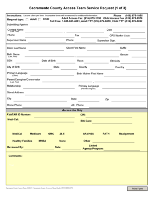Sacramento County Access Team Service Request