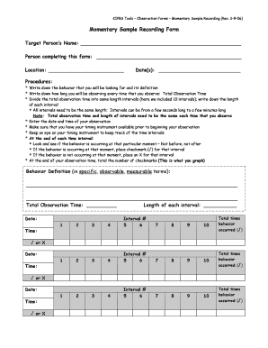 Momentary Sample Recording Form