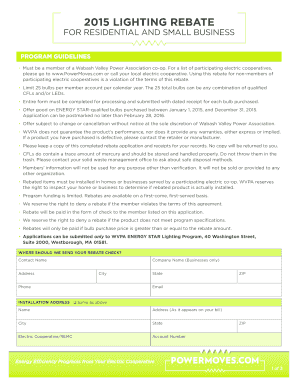 2015 Lighting Rebate Application