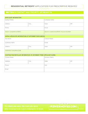 Residential Retrofit Prescriptive Rebate Application