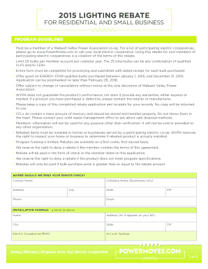 2015 Lighting Rebate Application