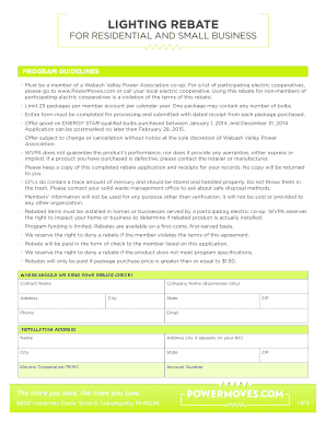 Lighting Rebate Application