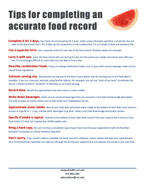 Food Record Form