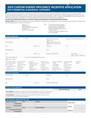 2015 Connecticut Energy Efficiency Incentive Application