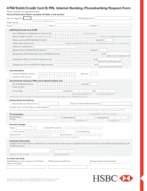 HSBC ATM/Debit/Credit Card Request Form