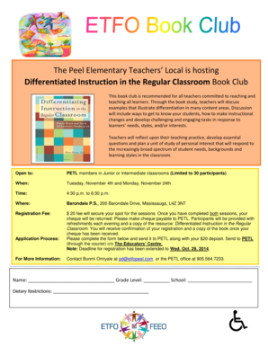 Book club flyers - See the flyer - Peel Elementary Teachers39 Local