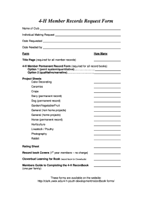 4-H Member Records Request Form