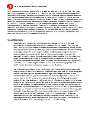 OCBC Bank Secured Loan and Credit Card Application Form