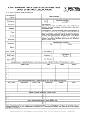 Track Event Entry Form