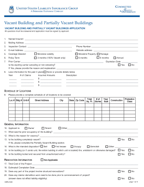 Vacant Building Insurance Application