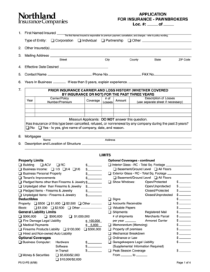 Pawnbroker Insurance Application