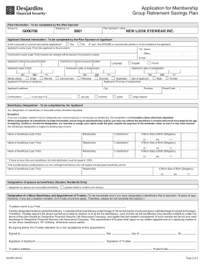 Application for Membership Group Retirement Savings Plan