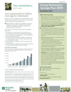 Group Retirement Savings Plan Enrolment Form