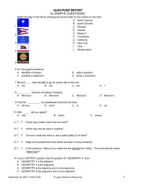 Sample Questions Report
