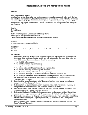 Project Risk Analysis and Management Matrix