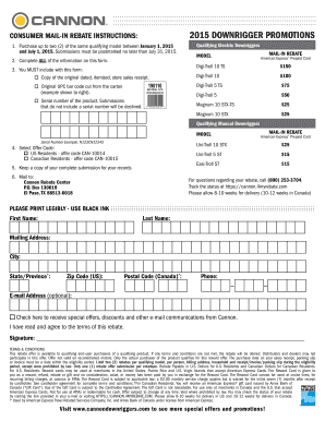 2015 Downrigger Mail-In Rebate Form