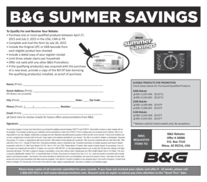 B&G Summer Savings Rebate Form