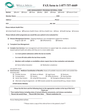 Care Management Program Referral Form