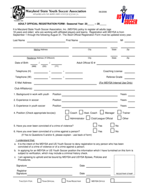 Adult Official Registration Form