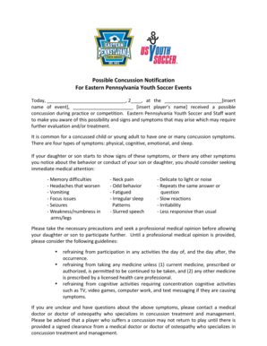Possible Concussion Notification Form
