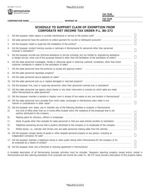 Schedule to Support Claim of Exemption From Corporate Net Income Tax Under PL 86-272 REV-986 FormsPublications