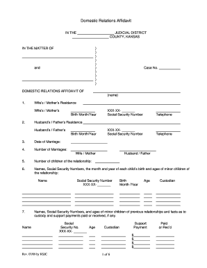 Domestic Relations Affidavit