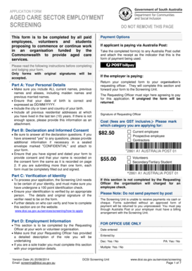 Aged Care Sector Employment Screening Application Form