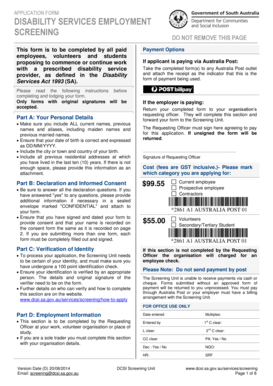 Disability Services Employment Screening Application Form