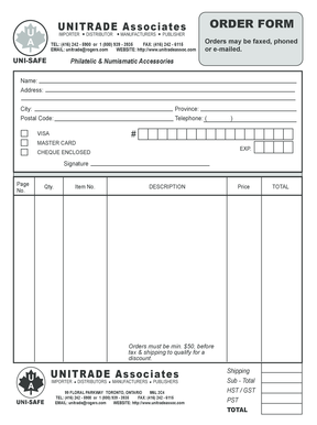 Unitrade Associates Order Form