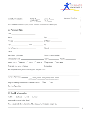 Application for Admission