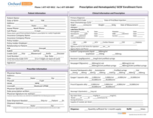 Prescription and Hematopoietic Enrollment Form