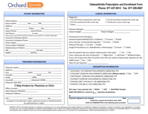 Osteoarthritis Prescription and Enrollment Form