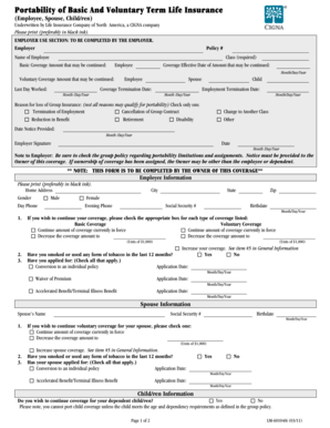 Life Insurance Portability Form
