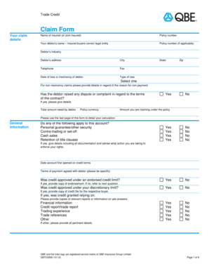 Trade Credit Claim Form