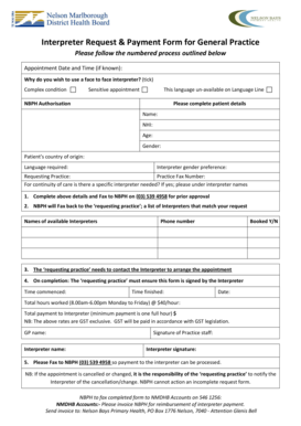 Interpreter Request & Payment Form for General Practice