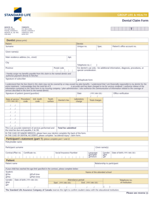 Canadian Dental Claim Form